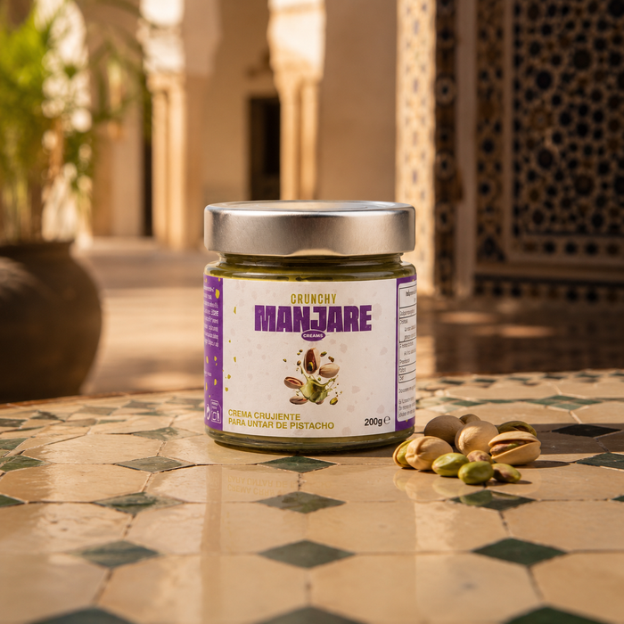 MANJARÉ CROQUANT – CRÈME SUCRÉE À LA PISTACHE AVEC ÉCLATS DE PISTACHE