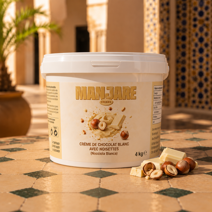 POT DE 4 KG – CRÈME DE CHOCOLAT BLANC AVEC NOISETTES (Nocciola Bianca)