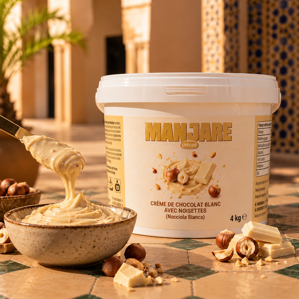 POT DE 4 KG – CRÈME DE CHOCOLAT BLANC AVEC NOISETTES (Nocciola Bianca)